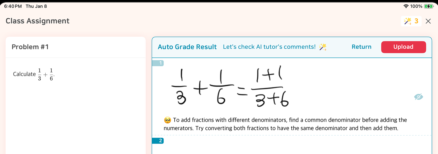 CherryPot auto-grading a student's show-your-work problem step-by-step